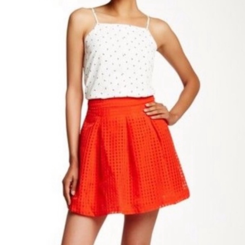 NWOT Harlowe & Graham Red Waffle Textured Skirt